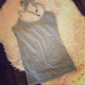 American Eagle Gray Striped Halter Top